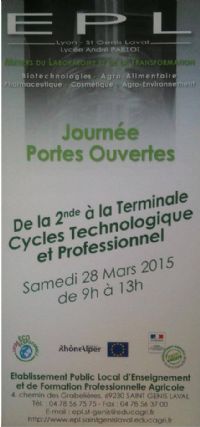 Journée Portes Ouvertes au lycée André Paillot. Le samedi 28 mars 2015 à Saint-Genis-Laval. Rhone. 